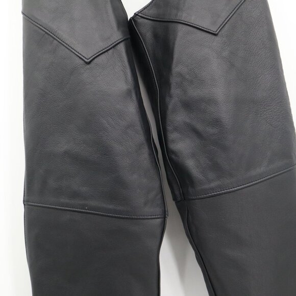 Harley Davidson Leather Motorcycle Chaps Men M Black Edgy Grunge Riding Alt Punk - Picture 13 of 16